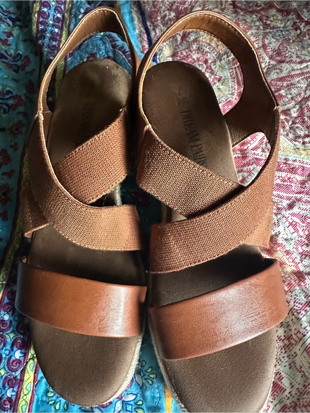 Dream Pairs Brown Leather & Elastic Crisscross Women's Sandals